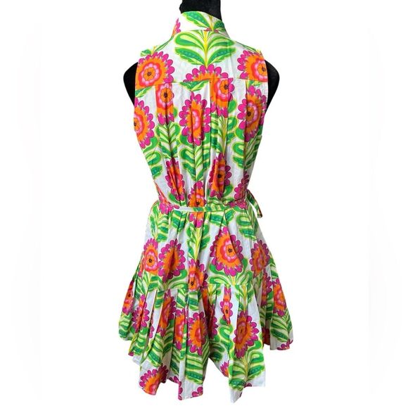 Alden Adair Floral Dress Size Small Belted Vacation Resort Wear Drop Waist Mini - Picture 5 of 7